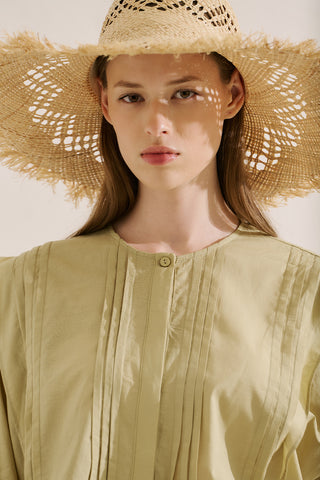 Open Weave Straw Hat Beige