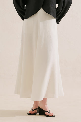 Linen Ruffle Skirt Ecru