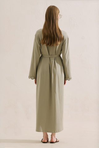 Embroidered Relaxed Dress Sage Green