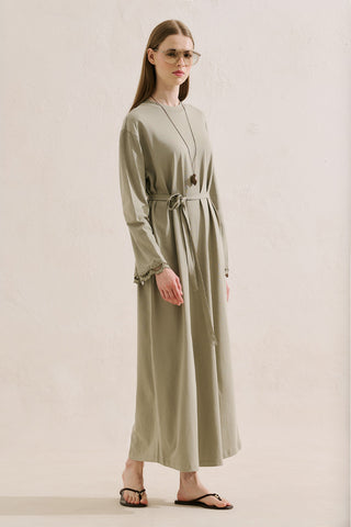 Embroidered Relaxed Dress Sage Green