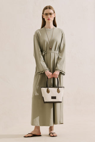 Embroidered Relaxed Dress Sage Green