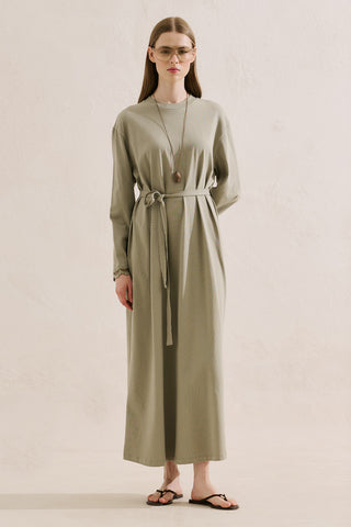 Embroidered Relaxed Dress Sage Green