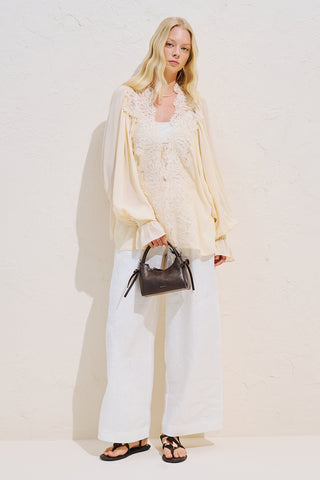 Lace Collar Draped Blouse Vanilla