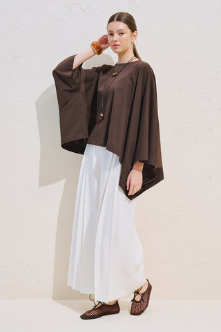 Voluminous Cape Blouse Dark Brown