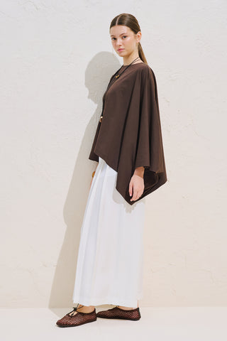 Voluminous Cape Blouse Dark Brown