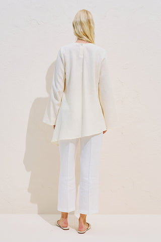 Linen Blend Asymmetric Blouse Vanilla