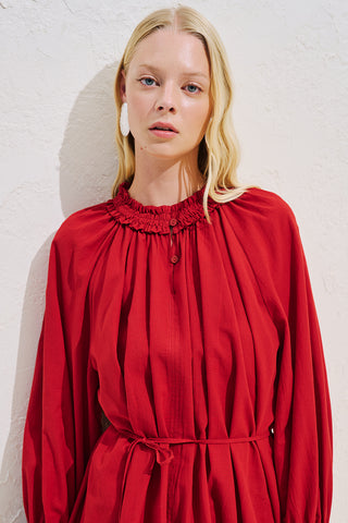 Lace Sleeve Edition Blouse Red