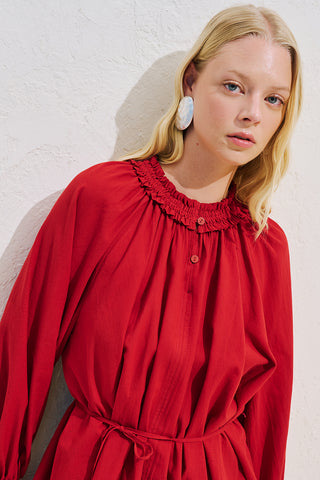 Lace Sleeve Edition Blouse Red
