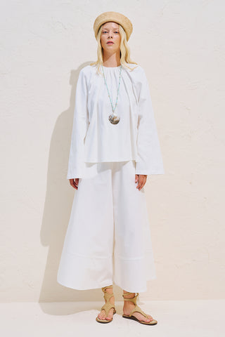 Relaxed Tie Detail Blouse With Gathered Finish Ecru