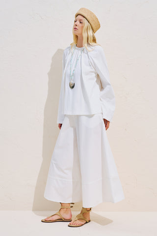 Relaxed Tie Detail Blouse With Gathered Finish Ecru