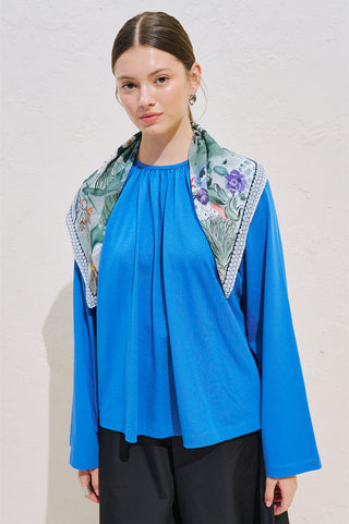 Patterned Cotton Square Scarf Mita