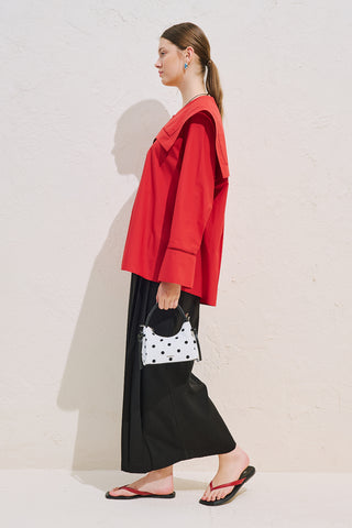 Sailor Collar Shirt With Trim Detail Red