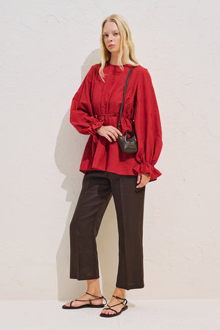 Limited Edition Embroidered Voluminous Blouse Red