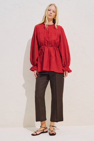 Limited Edition Embroidered Voluminous Blouse Red