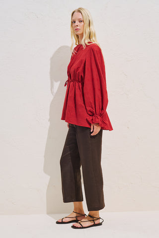 Limited Edition Embroidered Voluminous Blouse Red