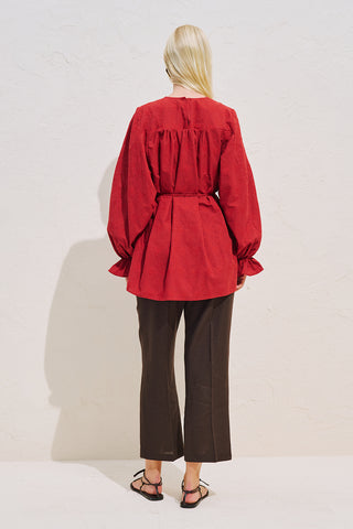 Limited Edition Embroidered Voluminous Blouse Red