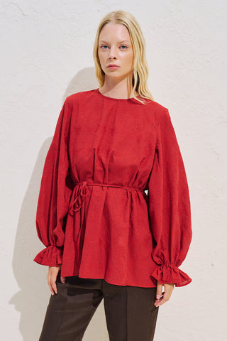 Limited Edition Embroidered Voluminous Blouse Red