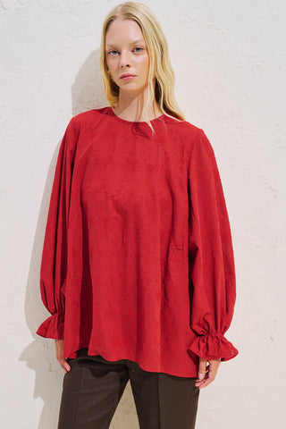 Limited Edition Embroidered Voluminous Blouse Red