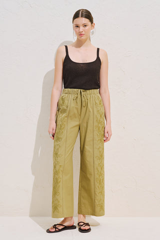 Limited Edition Embroidered Trousers Khaki