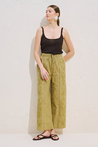Limited Edition Embroidered Trousers Khaki