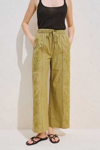 Limited Edition Embroidered Trousers Khaki