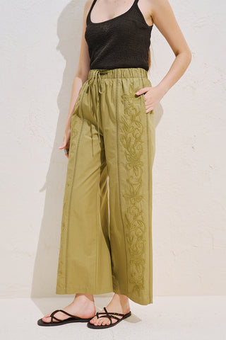 Limited Edition Embroidered Trousers Khaki