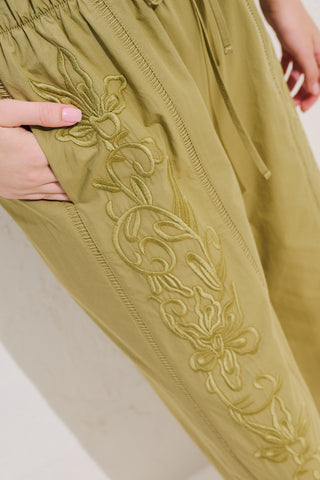 Limited Edition Embroidered Trousers Khaki
