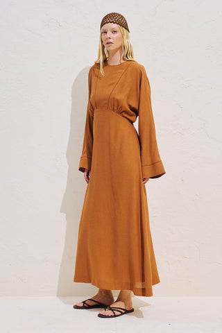 Linen Blend Wide Sleeve Dress Tile