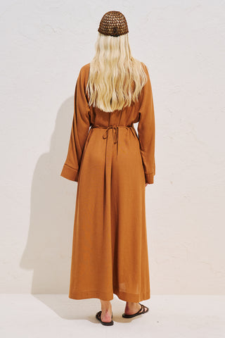 Linen Blend Wide Sleeve Dress Tile