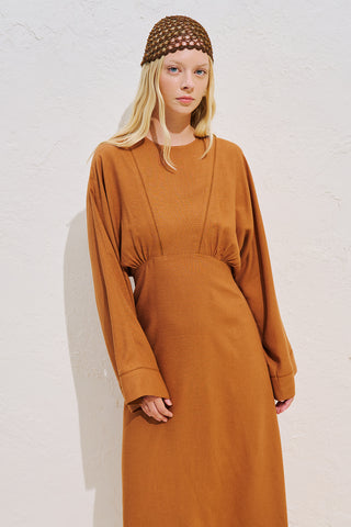 Linen Blend Wide Sleeve Dress Tile