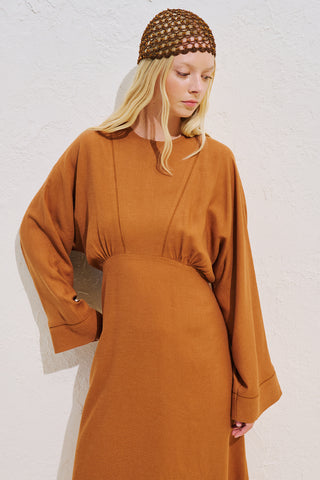 Linen Blend Wide Sleeve Dress Tile
