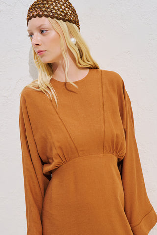 Linen Blend Wide Sleeve Dress Tile