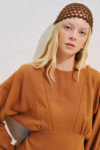 Linen Blend Wide Sleeve Dress Tile