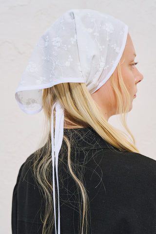 Embroidered Triangle Scarf Ecru