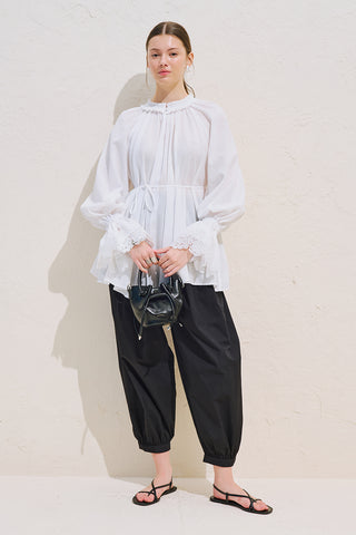 Lace Sleeve Edition Blouse Ecru