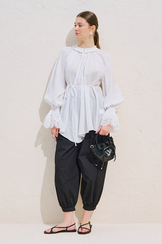 Lace Sleeve Edition Blouse Ecru
