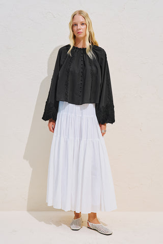 Voluminous Shirt With Lace Sleeves Black
