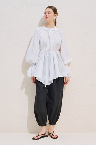 Lace Sleeve Edition Blouse Ecru