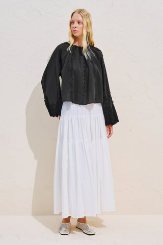 Voluminous Shirt With Lace Sleeves Black