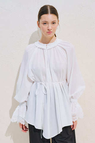 Lace Sleeve Edition Blouse Ecru
