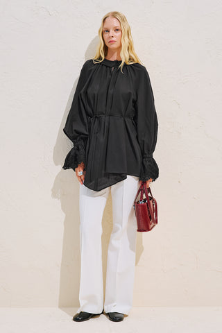 Lace Sleeve Edition Blouse Black