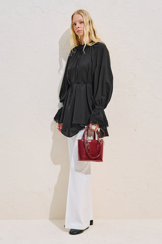 Lace Sleeve Edition Blouse Black
