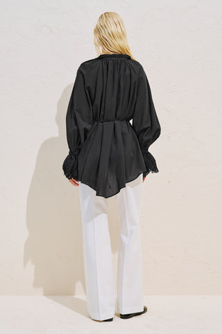Lace Sleeve Edition Blouse Black