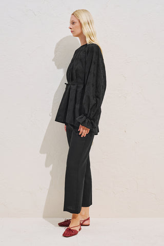Limited Edition Embroidered Voluminous Blouse Black