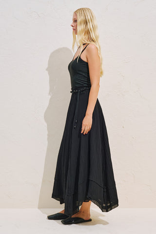Asymmetric Panelled Draped Skirt Black