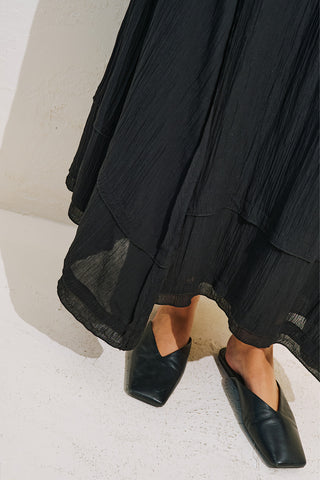 Asymmetric Panelled Draped Skirt Black