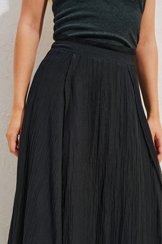 Asymmetric Panelled Draped Skirt Black