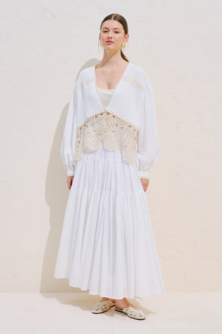 Lace Detail Muslin Blouse Ecru