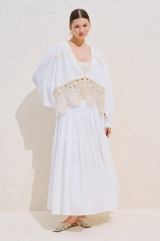 Lace Detail Muslin Blouse Ecru