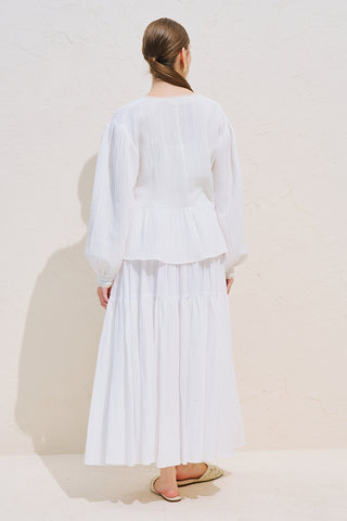 Lace Detail Muslin Blouse Ecru